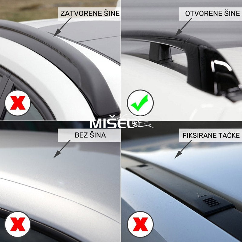 KROVNI NOSAČI MERCEDES E W210 KARAVAN (1996-2002), ALU, ODVOJENE ŠINE - BOREALIS V1 M - Auto Misel